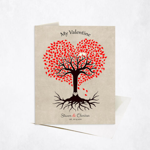 Heart Shape Valentine Tree for Spouse Valentine’s Day Stationery Card-1815