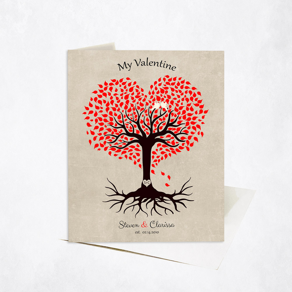 Picture of Heart Shape Valentine Tree for Spouse Valentine's Day Stationery Card C-1815