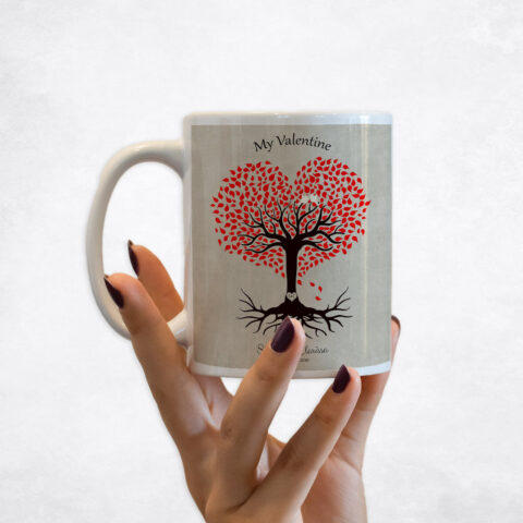 Firey Heart Shape Valentine Tree Valentine’s Day Coffee Mug M-1815