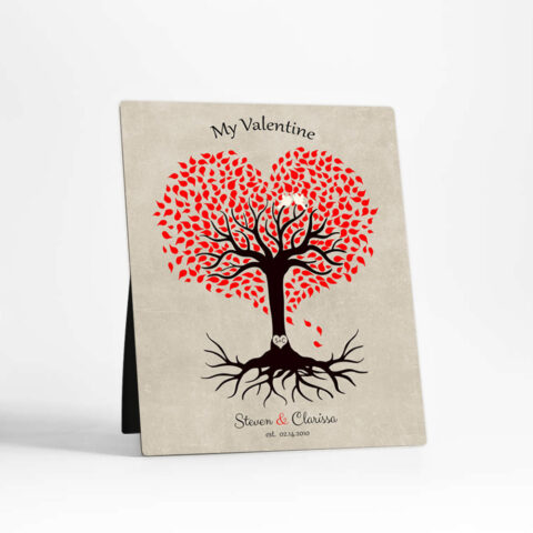 Heart Shape Rooted Tree Valentine’s Day  Desktop Plaque Gift for couple D-1815