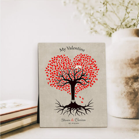 Heart Shape Rooted Tree Valentine’s Day  Desktop Plaque Gift for couple D-1815