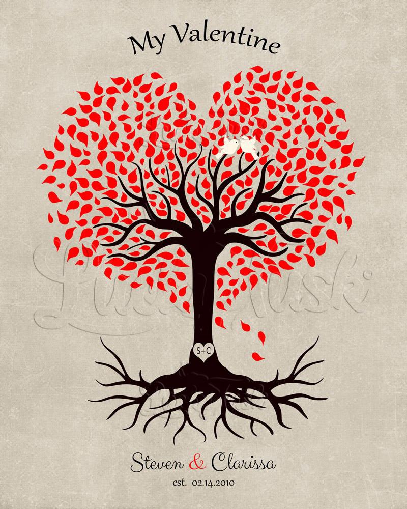 Heart Shape Valentine Tree for Spouse on Stone Valentine's Day Wall Plaque LTC-1815