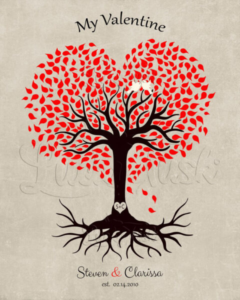 10 Year Anniversary, Valentine, Tin Gift, Personalized, Heart Shaped Tree, 10th Anniversary #1815