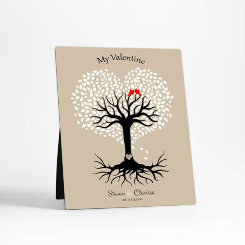 Heart Shape Rooted Tree Valentine’s Day  Desktop Plaque Gift for couple D-1816