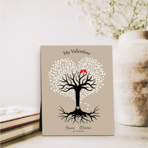 Heart Shape Rooted Tree Valentine’s Day  Desktop Plaque Gift for couple D-1816