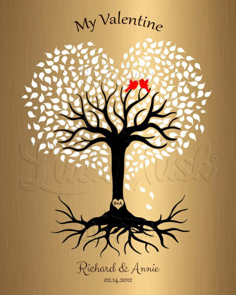 8 Year Anniversary, Valentine, Brass Anniversary, Personalized, Heart Shaped Tree, 8th Anniversary #1817