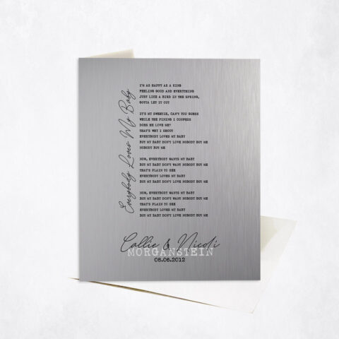 Wedding Song First Dance Lyrics, Vows, or Wedding Reading 10th anniversary Stationery Card-1829