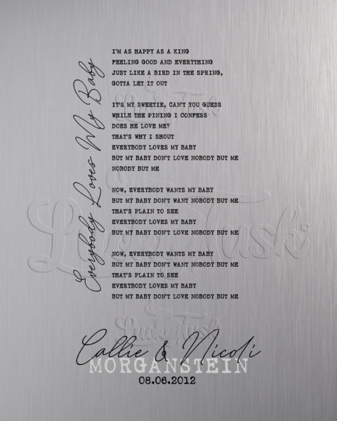 Wedding Song on Tin, 10 Year Anniversary, Our Song Lyrics, Personalized Gift, First Dance Song, Tin or Silver Anniversary #1829