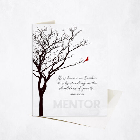 Winter Tree Single Red Bird Isaac Newton Leadership Quote leadership appreciation Stationery Card-1831