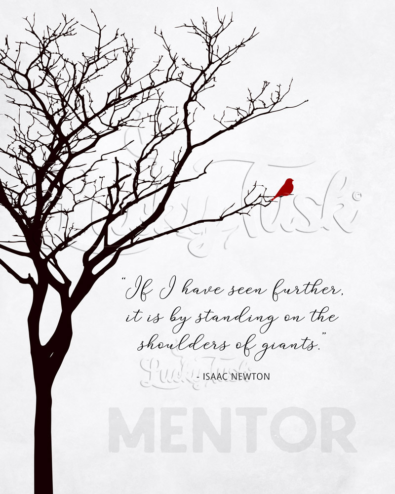 Winter Tree Single Red Bird Isaac Newton Leadership Quote on Stone mentor appreciation Wall Plaque LTC-1831