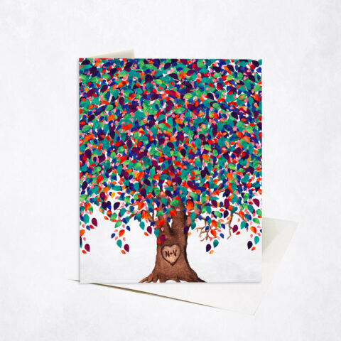 Colorful Willow Tree Closeup Minimalist Farmhouse 9th anniversary Stationery Card-1835