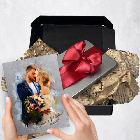 10th anniversary Gift Delivery for couple, husband or wife Photo Portrait Tin  Plaque TOY-1836