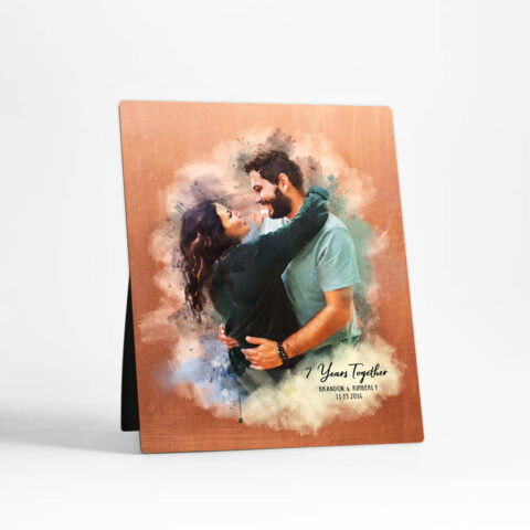 Photo Portrait 7th anniversary Copper Desktop Plaque Gift for couple D-1837