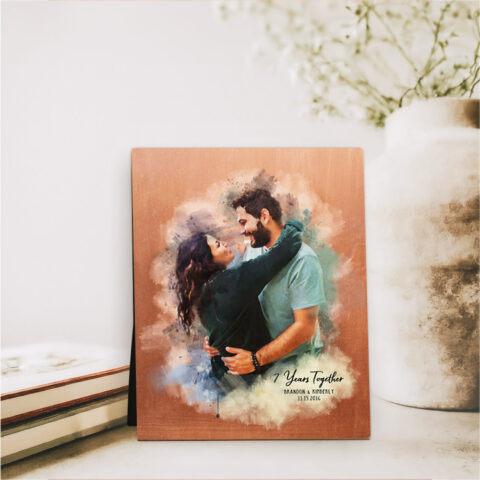 Photo Portrait 7th anniversary Copper Desktop Plaque Gift for couple D-1837