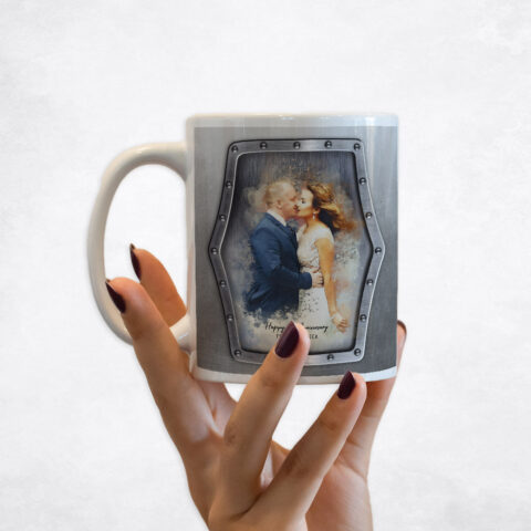 Watercolor Couple Portrait Steel 11th anniversary Coffee Mug M-1838