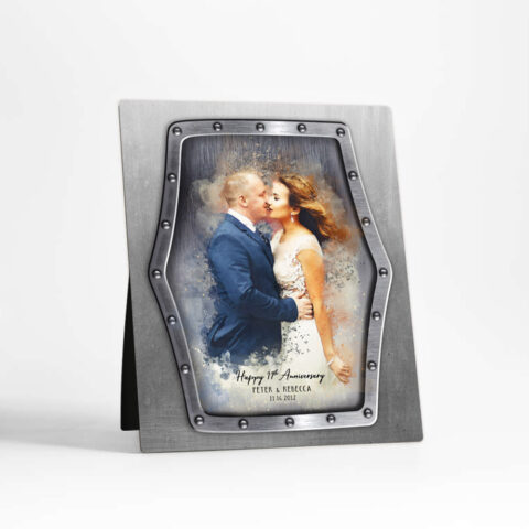 Photo Portrait 11th anniversary Steel Desktop Plaque Gift for couple D-1838