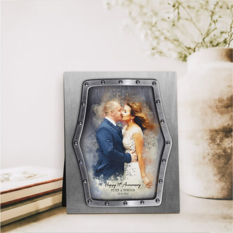 Photo Portrait 11th anniversary Steel Desktop Plaque Gift for couple D-1838