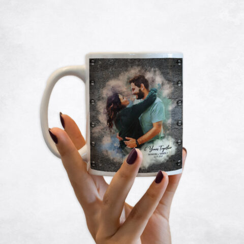 Watercolor Couple Portrait Iron 6th anniversary Coffee Mug M-1841