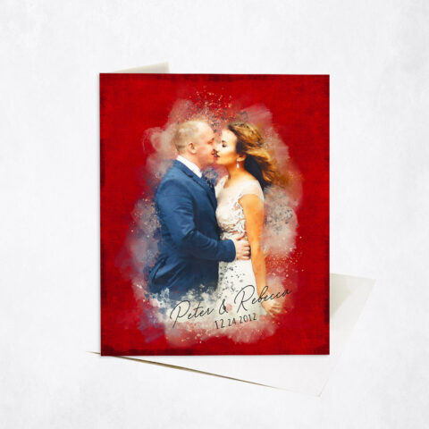 Watercolor Couple Portrait From Photo 40th anniversary Stationery Card-1842