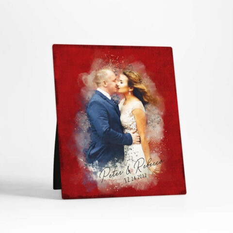 Photo Portrait 40th anniversary Red Tin Desktop Plaque Gift for couple D-1842