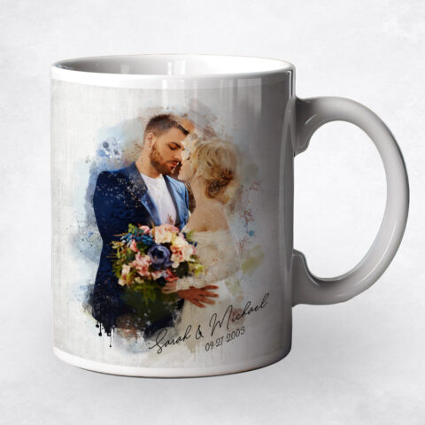 Watercolor Couple Portrait 1st anniversary Coffee Mug M-1843