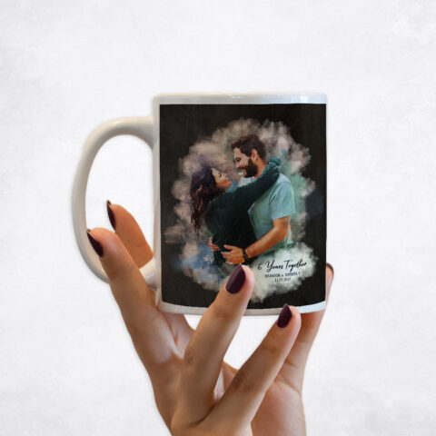 Watercolor Couple Portrait Iron 6th anniversary Coffee Mug M-1844