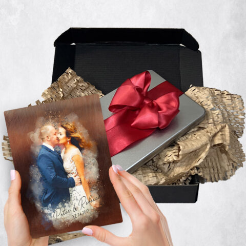 8th anniversary Gift Delivery for couple, husband or wife Photo Portrait Bronze  Plaque TOY-1845