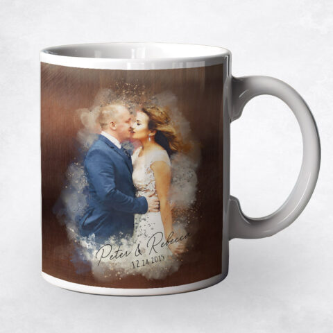 Watercolor Couple Portrait Bronze 8th anniversary Coffee Mug M-1845