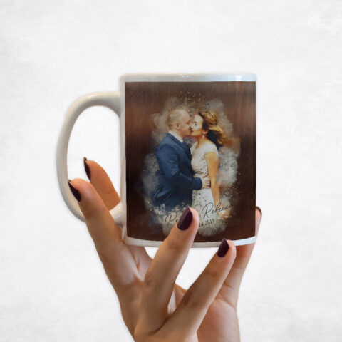 Watercolor Couple Portrait Bronze 8th anniversary Coffee Mug M-1845