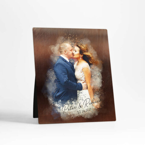 Photo Portrait 8th anniversary Bronze Desktop Plaque Gift for couple D-1845