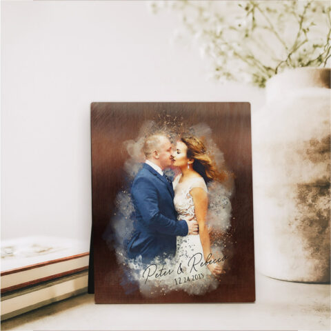 Photo Portrait 8th anniversary Bronze Desktop Plaque Gift for couple D-1845