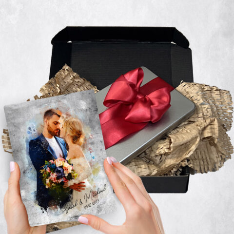 10th anniversary Gift Delivery for couple, husband or wife Photo Portrait Tin  Plaque TOY-1846