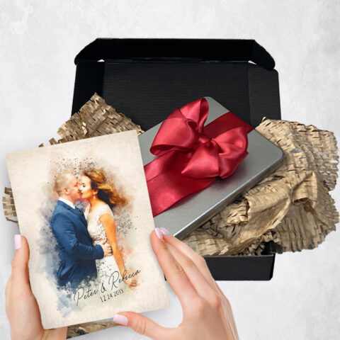 2nd anniversary Gift Delivery for couple, husband or wife Photo Portrait Cotton  Plaque TOY-1849