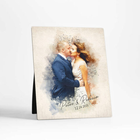 Photo Portrait 2nd anniversary Cotton Desktop Plaque Gift for couple D-1849