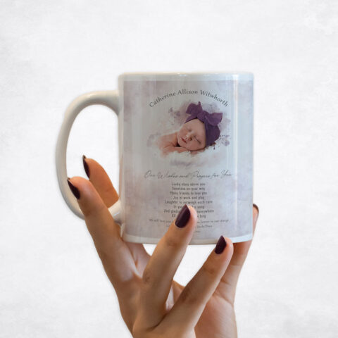 Watercolor Baby Portrait Cotton Faith Milestones Coffee Mug M-1852