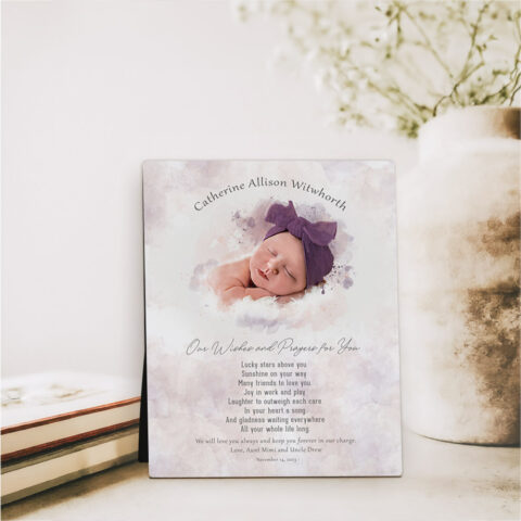 Photo Portrait Faith Milestones Cotton Desktop Plaque Gift for child D-1852