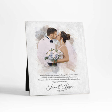 Photo Portrait 9th anniversary Cotton Desktop Plaque Gift for couple D-1853