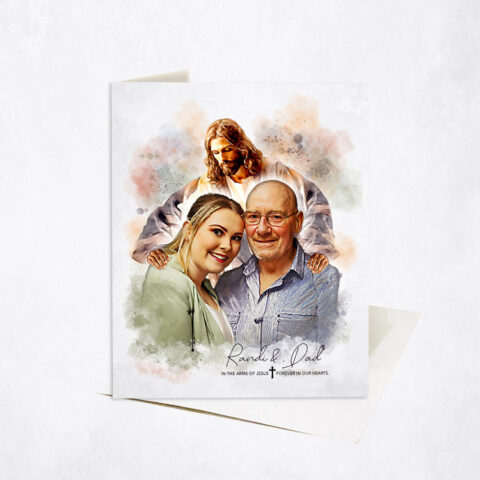 Watercolor Jesus Portrait Memorial From Photo Condolence Gift Stationery Card-1856