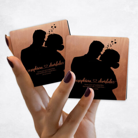 7th anniversary Custom Couple Silhouette on Copper Magnet Set MAG-1858