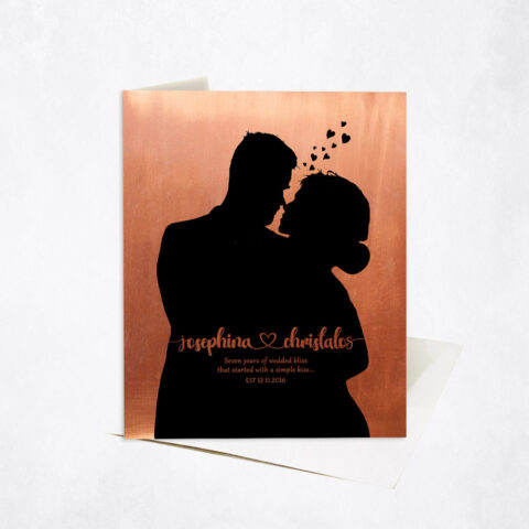 Custom Couple Silhouette From Photo 7th anniversary Stationery Card-1858