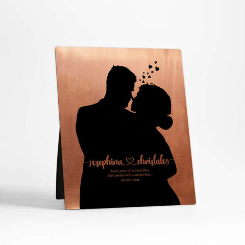 Photo Portrait 7th anniversary Copper Desktop Plaque Gift for couple D-1858