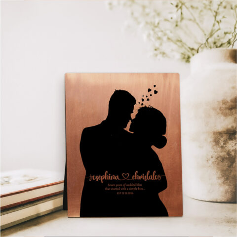 Photo Portrait 7th anniversary Copper Desktop Plaque Gift for couple D-1858