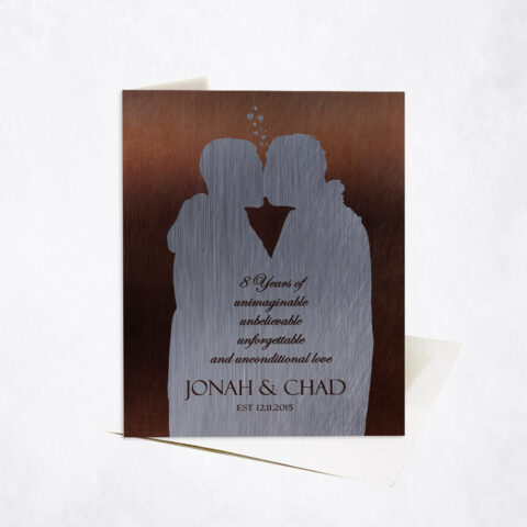 Custom Couple Silhouette From Photo 8th anniversary Stationery Card-1862