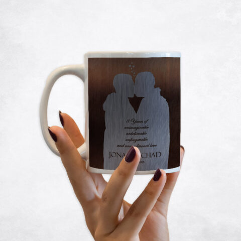 Custom Couple Silhouette Bronze 8th anniversary Coffee Mug M-1862