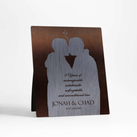 Photo Portrait 8th anniversary Bronze Desktop Plaque Gift for couple D-1862