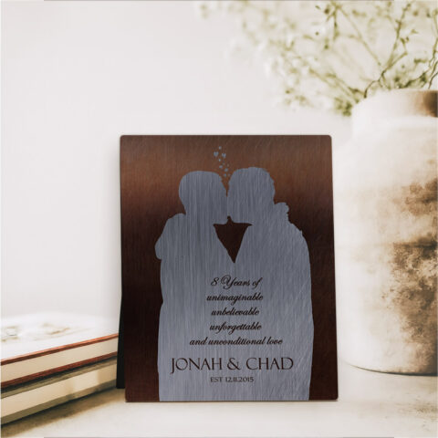 Photo Portrait 8th anniversary Bronze Desktop Plaque Gift for couple D-1862