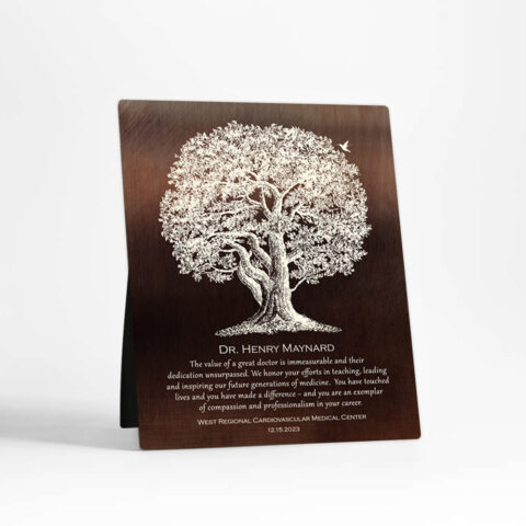 Oak Tree Retirement Bronze Desktop Plaque Gift for doctor D-1865