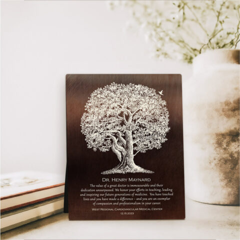 Oak Tree Retirement Bronze Desktop Plaque Gift for doctor D-1865