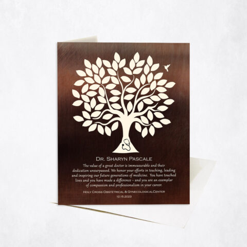 Silhouette Leafy Tree Farewell to Doctor Quote Leadership Appreciation Stationery Card-1866