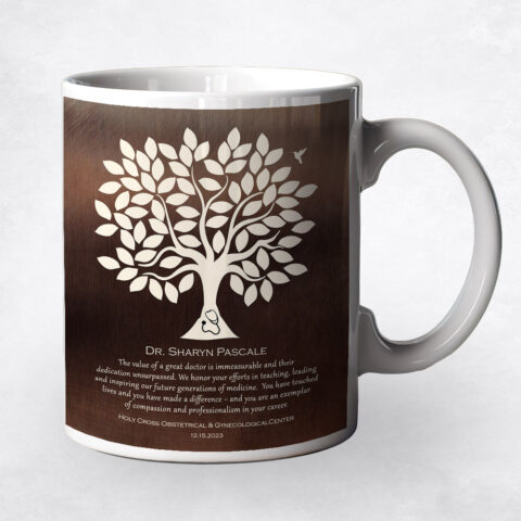 Silhouette Leafy Tree Bronze Leadership Appreciation Coffee Mug M-1866